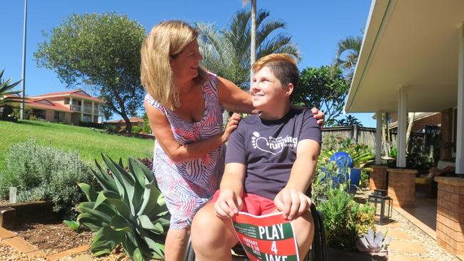 Jake Spurdle with his mother Nyky, who will continue to build the Play4Jake Foundation in his honour. Pic Daniel Mills