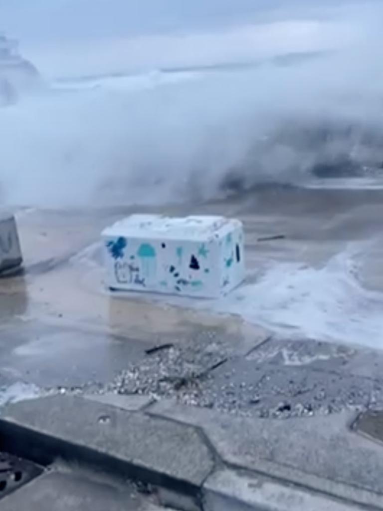 Bondi Beach has been battered by waves.