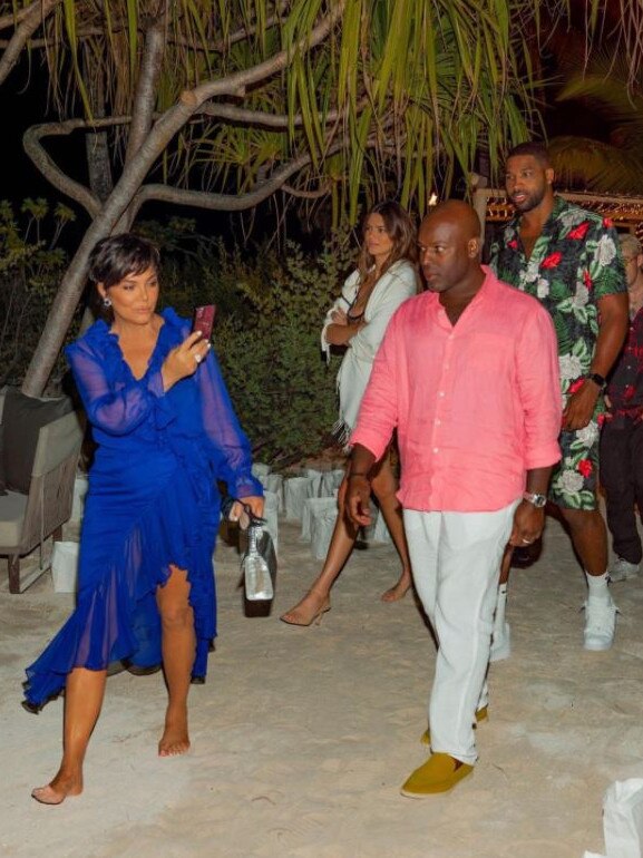 Kris Jenner and partner Corey Gamble, with Trsitan Thompson and Kendall Jenner.