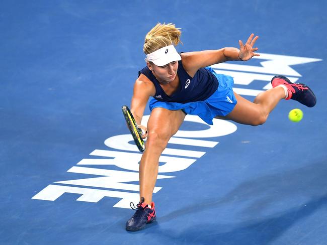 Daria Gavrilova of Australia during the Womens Singles match against Karolina Pliskova of Czech Republic in round four on day eight, at the Australian Open in Melbourne, Australia, Monday, Jan. 23, 2017. (AAP Image/Lukas Coch) NO ARCHIVING, EDITORIAL USE ONLY