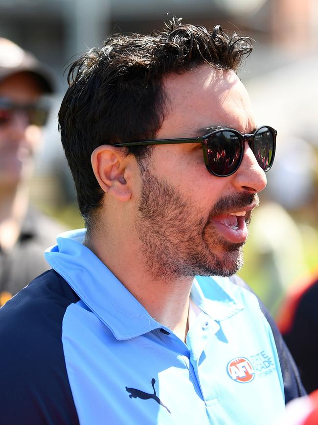 Dennis-Lane the coach. (Photo by Morgan Hancock/AFL Photos via Getty Images)