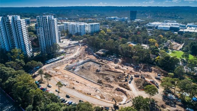 A current look at the site at Ivanhoe Estate, Macquarie Park