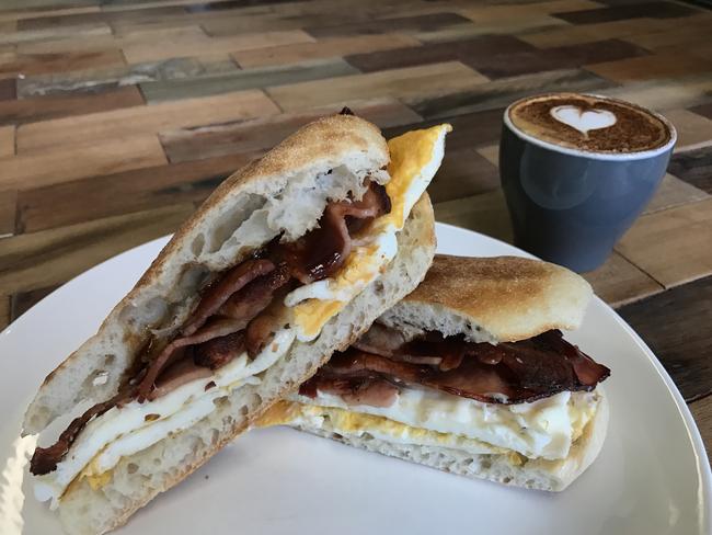 No better way to start off the day than with a bacon and egg roll. Picture: Jenifer Jagielski