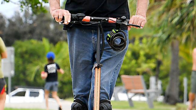 An elderly motorcyclist has died following a crash with an e-scooter at Airlie Beach. Picture, John Gass