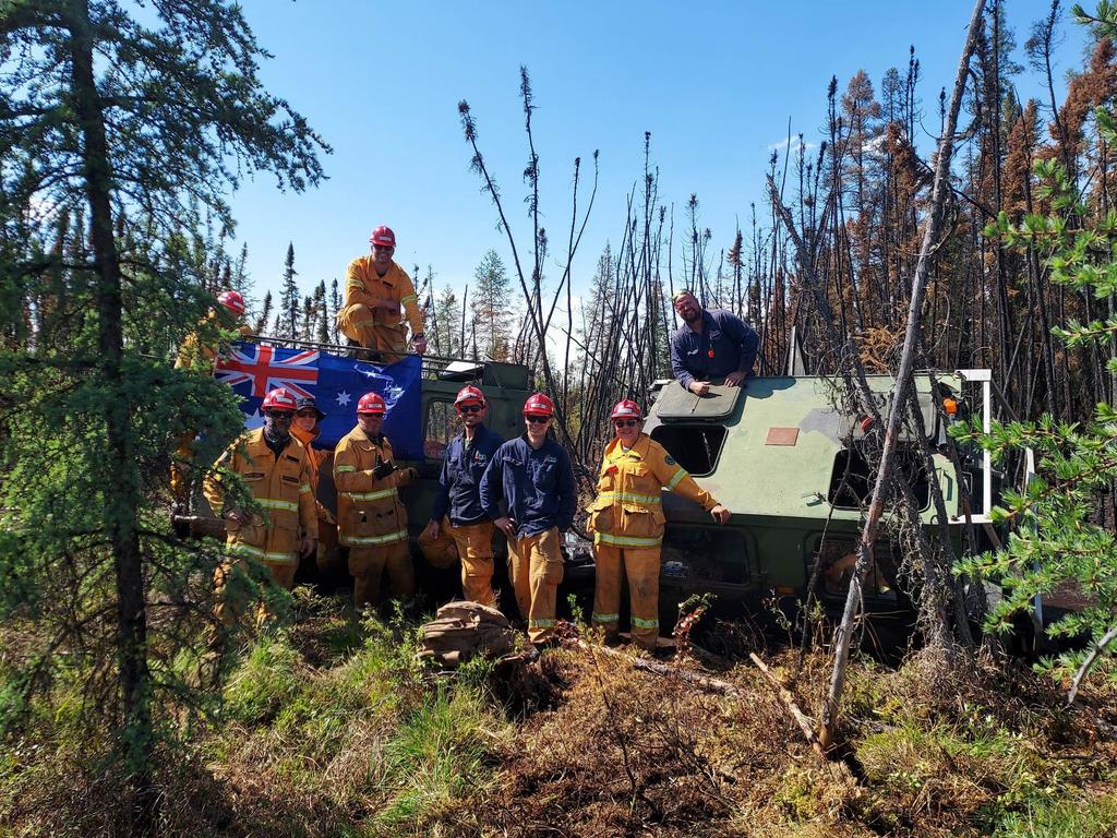 QFES volunteers amoung the think pine forests.