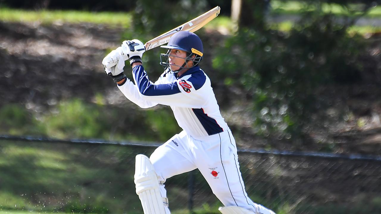 Mudgeeraba batsman Shanuka Silva Under-18s division one grand final between Surfers Paraduse and Mudgeeraba. Sunday March 26, 2023. Picture, John Gass