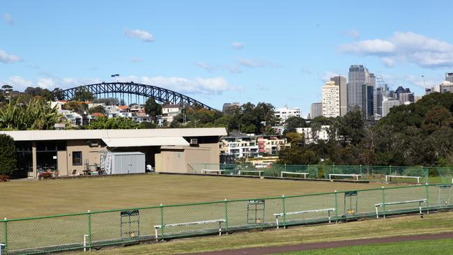 A photo of the bowling club greens.