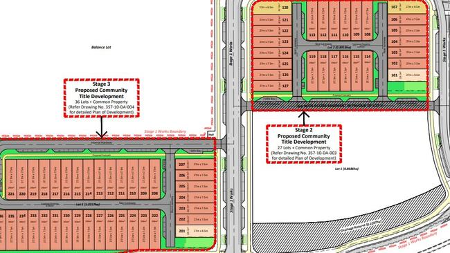 Aerial map of the proposed 63 lots along Peter Crosby Way at Palmview. Photo: Innovative Planning Solutions