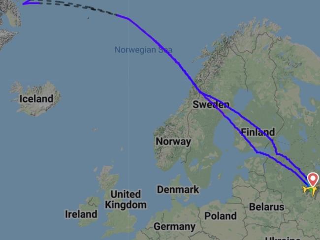 The flight started in Russia and returned to Russia. Picture: Flight Radar