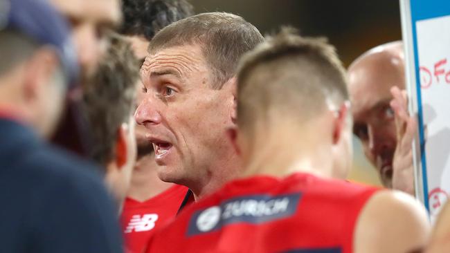 Melbourne’s 51-point loss to Port Adelaide will put pressure on coach Simon Goodwin. Picture: Getty Images