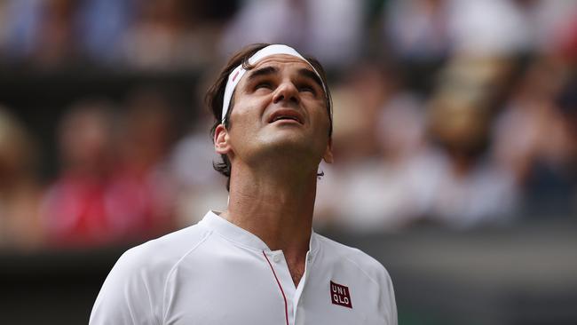 Switzerland's Roger Federer looks to the heavens during his straight sets demolition of France's Adrian Mannarino. Photo: AFP