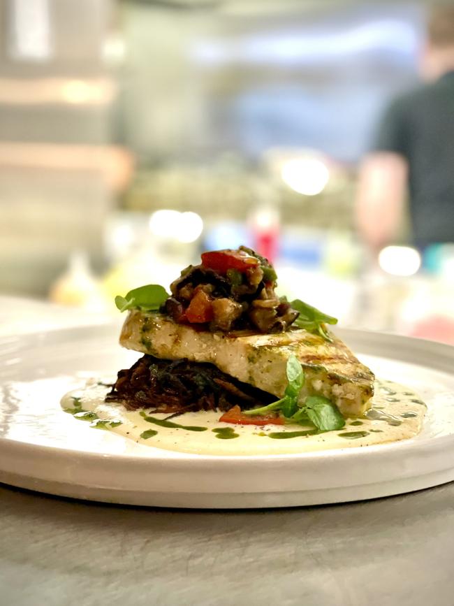 Swordfish steak at Silver Sands Beach Club.