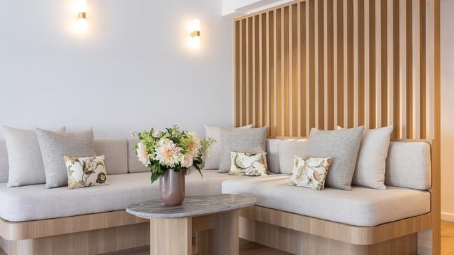 The lounge at the spa, Sofitel Darling Harbour. Picture: Anna Kucera