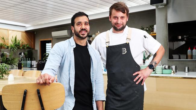 Owner Con Vailas with chef Michael Langshaw. Born on Brunswick in North Hobart were the winners of Tassie's Best Cafe. Picture: Nikki Davis-Jones