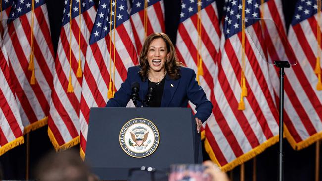 Ms Harris’s delivery was loud, upbeat and at times almost raucous. Picture: AFP