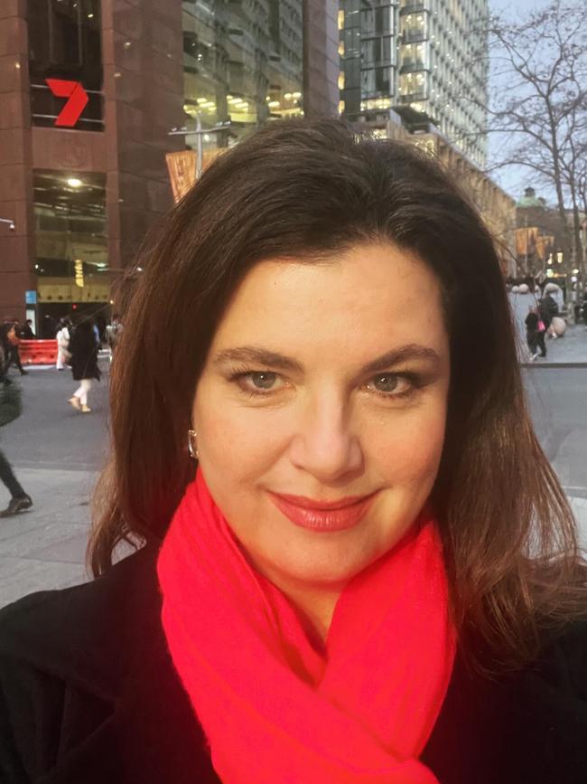 ABC reporter Louise Milligan outside Seven's former headquarters at Martin Place in Sydney.