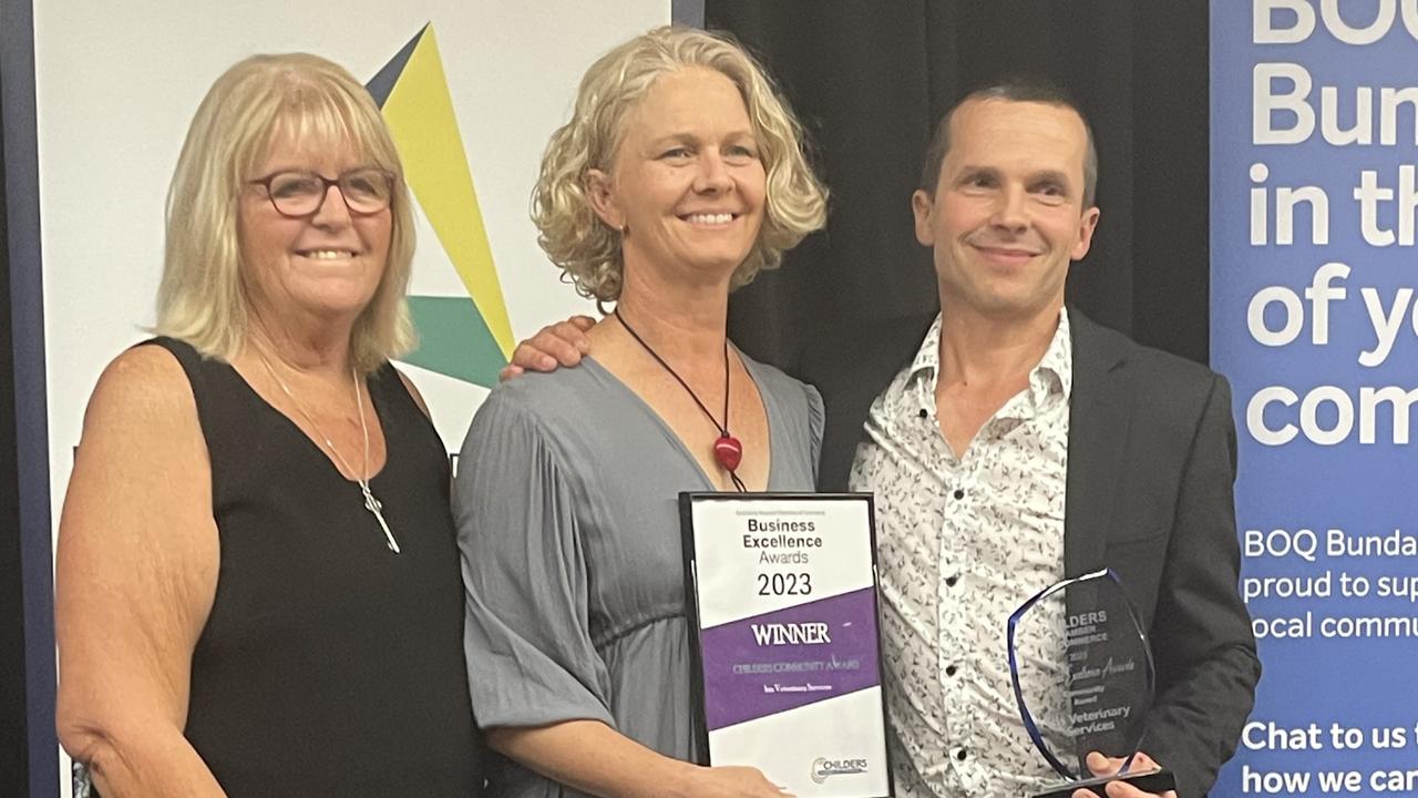 Isis Veterinary Services was awarded the Childers Community Business of the Year award at the 2023 Bundaberg &amp; District Business Excellence Awards.