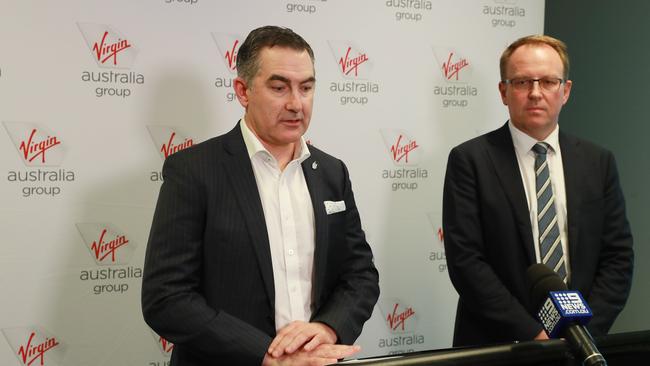 Virgin Australia CEO Paul Scurrah with administrator Vaughan Strawbridge of Deloitte. Picture: John Feder/The Australian.