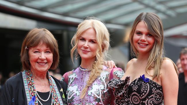 Janelle Ann Kidman, Nicole Kidman and Lucia Hawley at the 2018 AACTA Awards. Picture: AFI