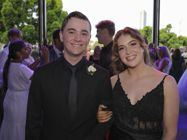 Jayden Knight and Imogen Whitaker at the Coomera Anglican College Formal at HOTA. Picture: Marcelo Lang.