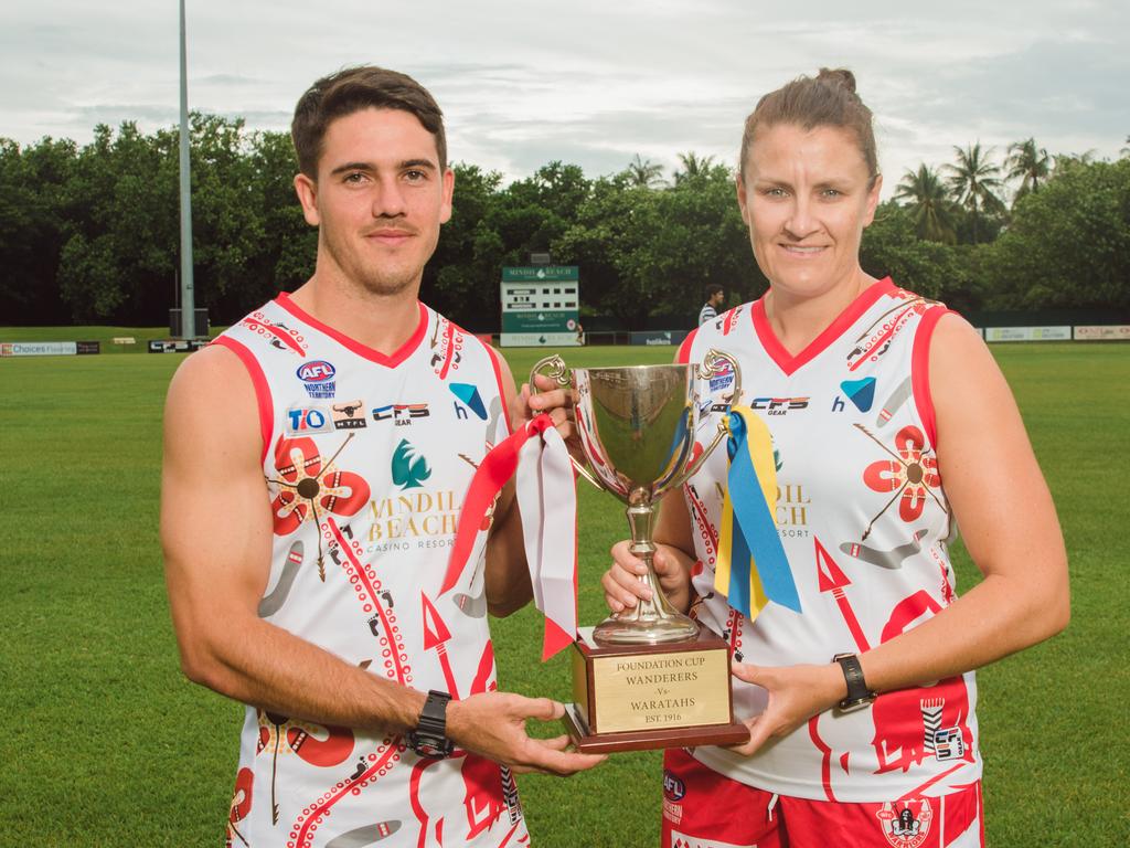 Brodie Carroll and Lauren O’Shea ahead of the Foundation Cup. Picture: Glenn Campbell.