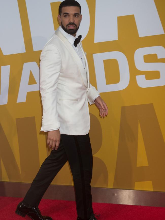 One dance for Drake in his NBA Awards kit. Picture: AFP
