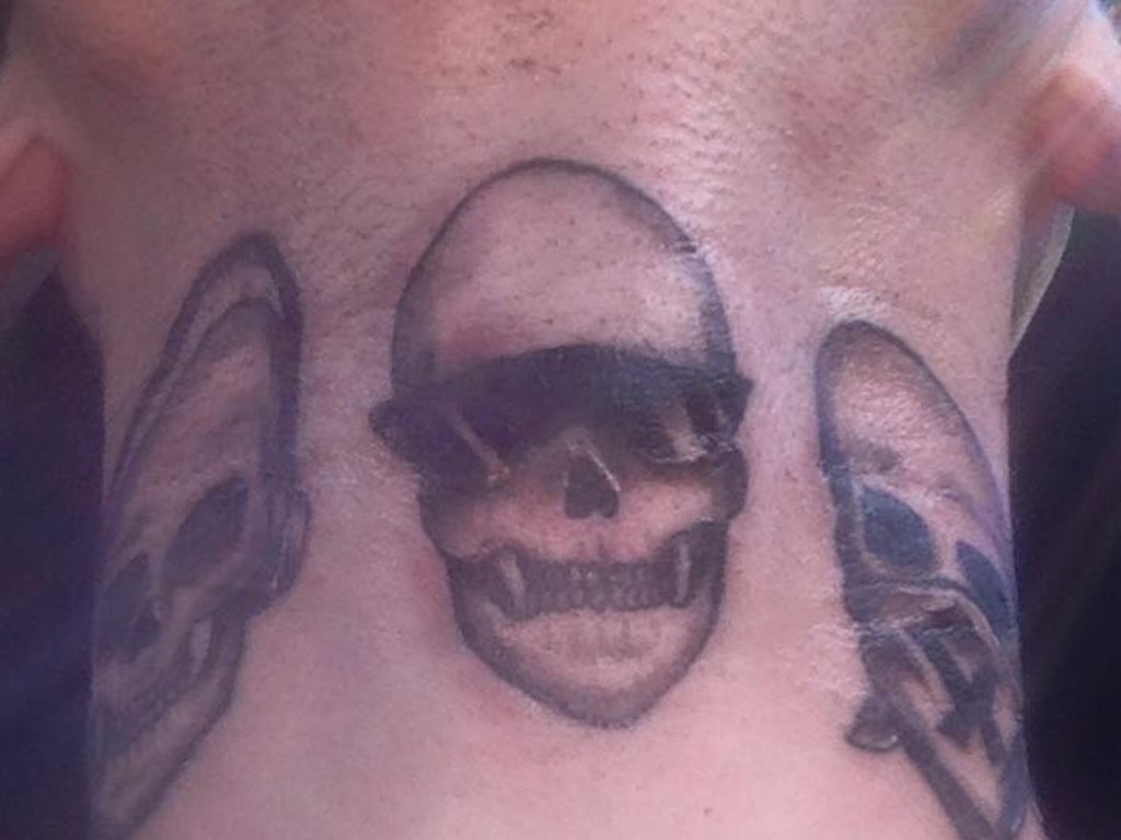 Tattoos on the neck of Steven Graham Peet. Picture: Facebook