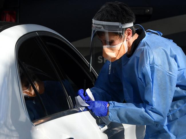 SYDNEY, AUSTRALIA - NewsWire Photos AUGUST, 10, 2021: Members of the public are tested at a drive through COVID-19 clinic at Rozelle in Sydney. Picture: NCA NewsWire/Joel Carrett