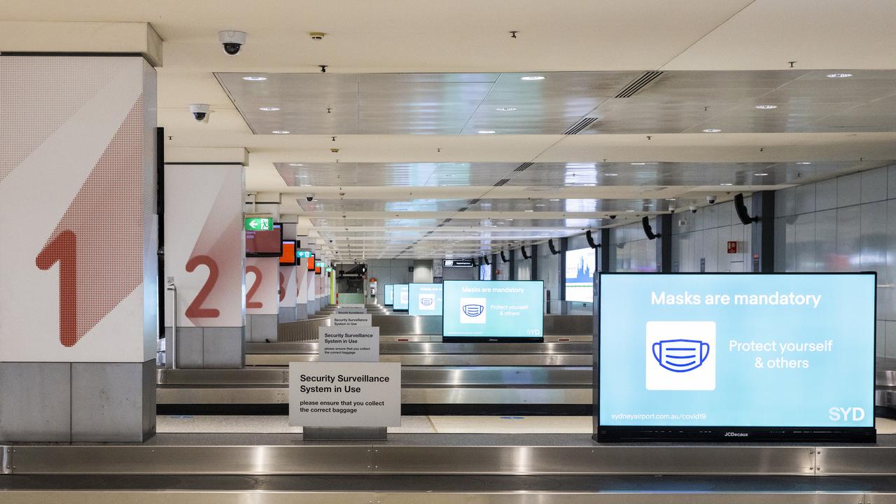 An empty baggage retrieval area in is seen at Sydney Domestic Airport on Wednesday. Picture: Getty Images