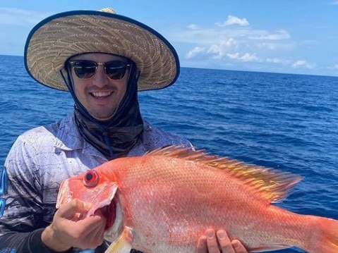 Brisbane player Jarryd Lyons fishing in the Northern Territory on holidays.