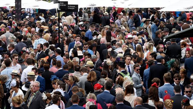 While hopeful of some crowds there’ll be none of this on Melburne Cup day. Picture: Nicole Garmston