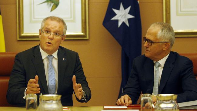 Treasurer Scott Morrison and Prime Minister Malcolm Turnbull. Picture Gary Ramage