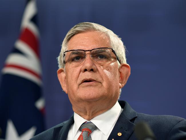 Minister for Aged Care Ken Wyatt speaks to the media in Sydney, Tuesday, October 9, 2018. Scott Morrison says the aged care royal commission will be based in Adelaide, where shocking abuse of residents of the Oakden nursing home first came to light. (AAP Image/Joel Carrett) NO ARCHIVING