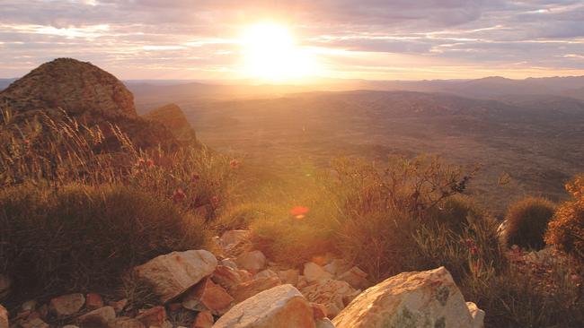 Sunrise on Mt Sonder in the MacDonnell Ranges. Picture: Tourism Australia