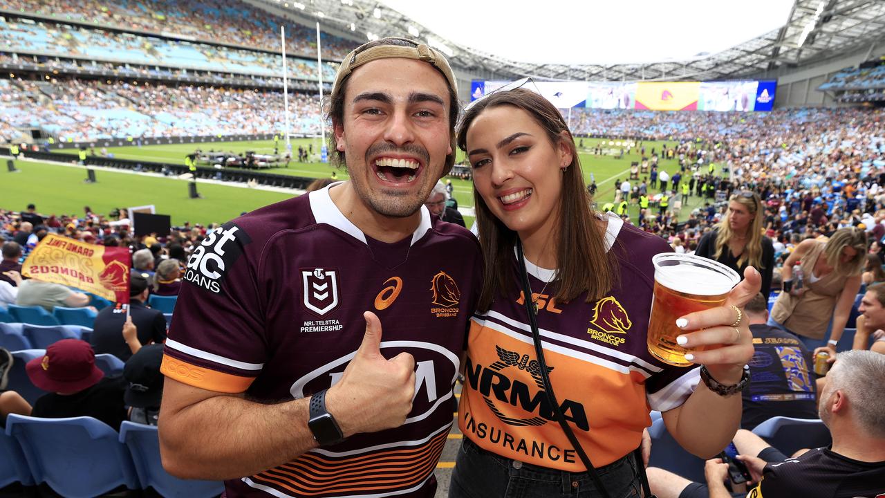 Siblings Liam and Maddy Garozzo from Brisbane get ready for the NRL Grand Final at Accor Stadium, Sydney Olympic Park. Pics Adam Head