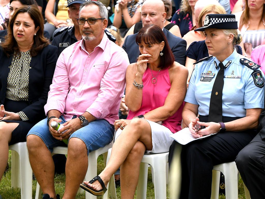 Lloyd and Suzanne Clarke at the vigil for Hannah Clarke and her three children, Laianah, Aaliyah and Trey. Picture: AAP