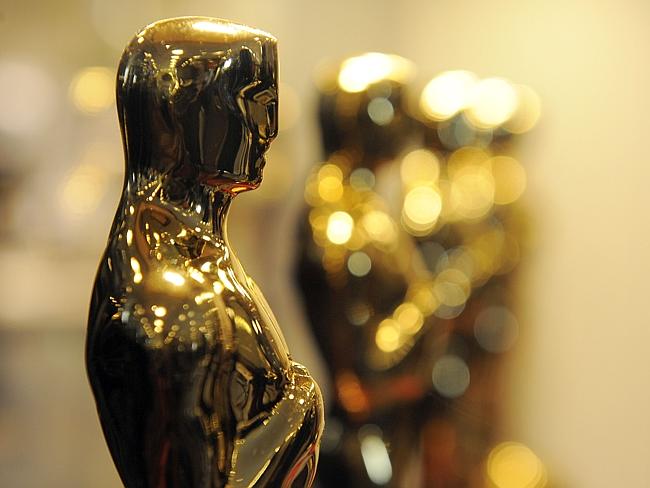 Oscar statues on display at the Time Warner Centre in New York.. 