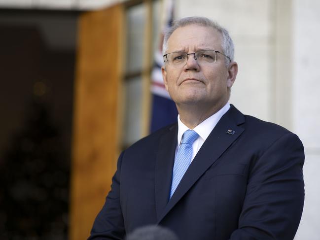 Scott Morrison talks to reporters Picture: NCA NewsWire / Gary Ramage