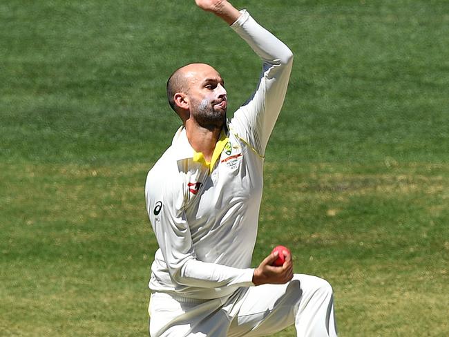 Nathan Lyon in action at the Waca.