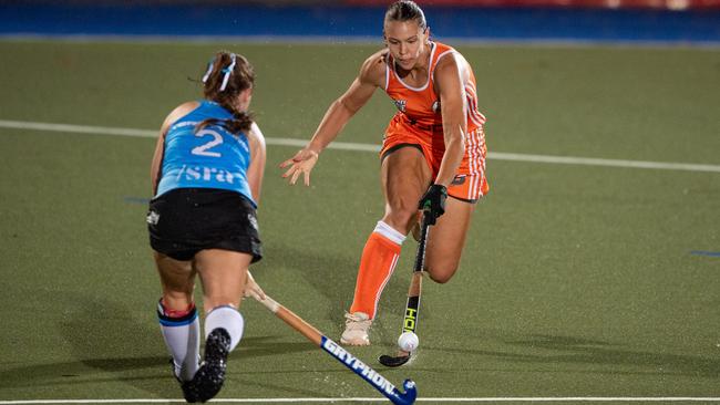 The first Festival of Hockey match between the Territory Stingers and Brisbane Blaze. Picture: Pema Tamang Pakhrin