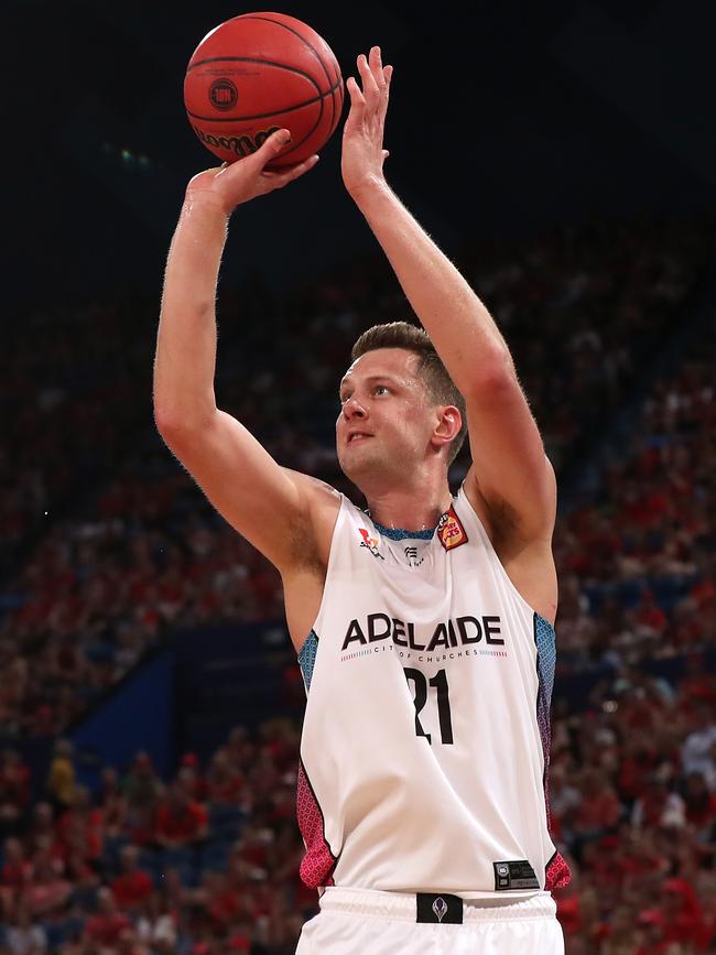 Daniel Johnson of the 36ers in action during the round nine NBL match between the Perth Wildcats and the Adelaide 36ers at Perth Arena on December 01, 2019 in Perth, Australia. Picture: Paul Kane/Getty Images.