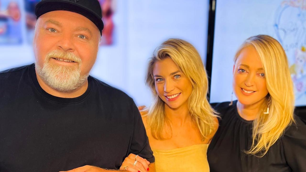 Jackie in the studio on Monday with Kyle and his fiance Tegan (centre).