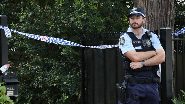 Police at the crime scene after the alleged shooting earlier this month. Picture: David Swift