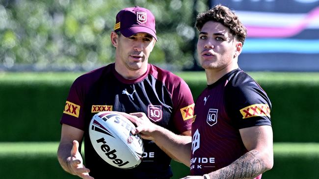 Reece Walsh is feeling more comfortable in Camp Maroon with coach Billy Slater. Picture: Bradley Kanaris/Getty