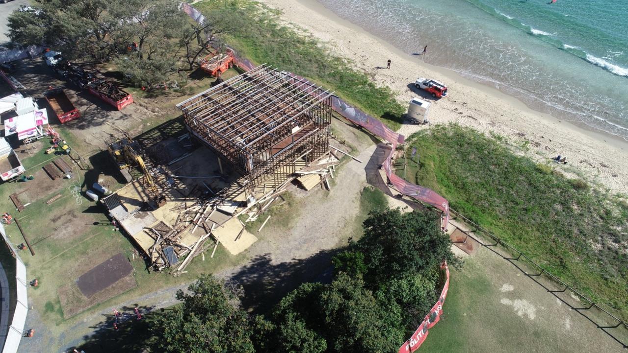 The old Woolgoolga SLSC clubhouse being demolished. February 2021.