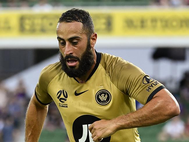 PERTH, AUSTRALIA - DECEMBER 14: Tarek Elrich of the Wanderers runs with ball during the round 10 A-League match between the Perth Glory and the Western Sydney Wanderers at HBF Park on December 14, 2019 in Perth, Australia. (Photo by Stefan Gosatti/Getty Images)