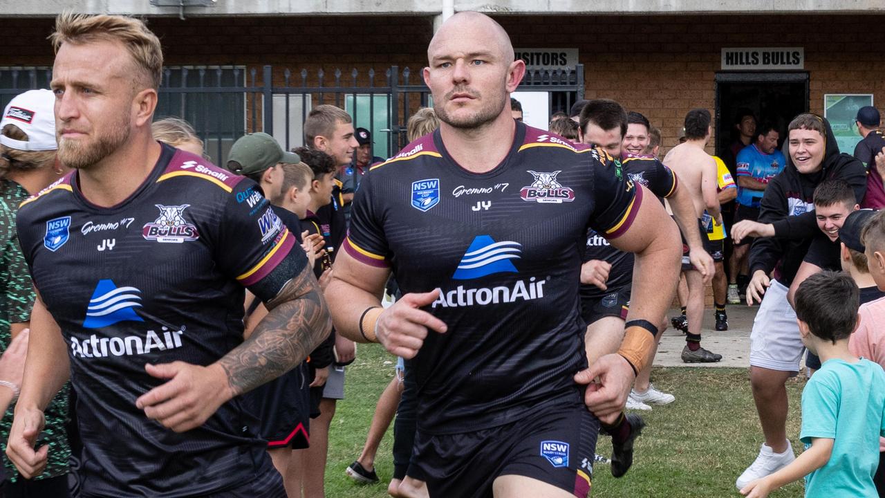 Former NRL player Martin Kennedy playing for Hills Bulls. Picture: Christian Anstey