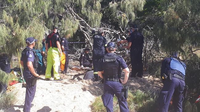 A specialist confined spaces rescue team works to free the trapped man. Picture: Twitter/@Dane_ML