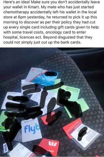 Kmart cuts up cards in man s lost wallet Kidspot