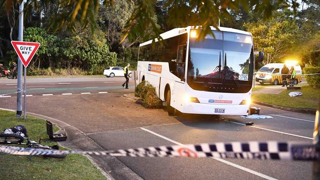 Police investigating after 11-year-old Gurmantar Gill was hit and killed by a bus on the Sunshine Coast. Picture: Patrick Woods.